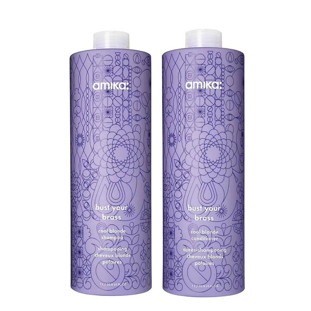 Amika Bust Your Brass Cool Blonde Repair Shampoo | Available at Suri & Noreen Salon, Tequesta FL