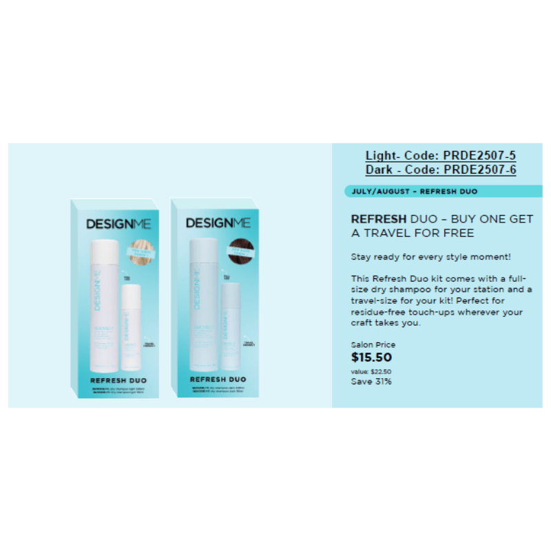 Design.Me Quickie.Me Dry Shampoo | Available at Suri & Noreen Salon, Tequesta FL