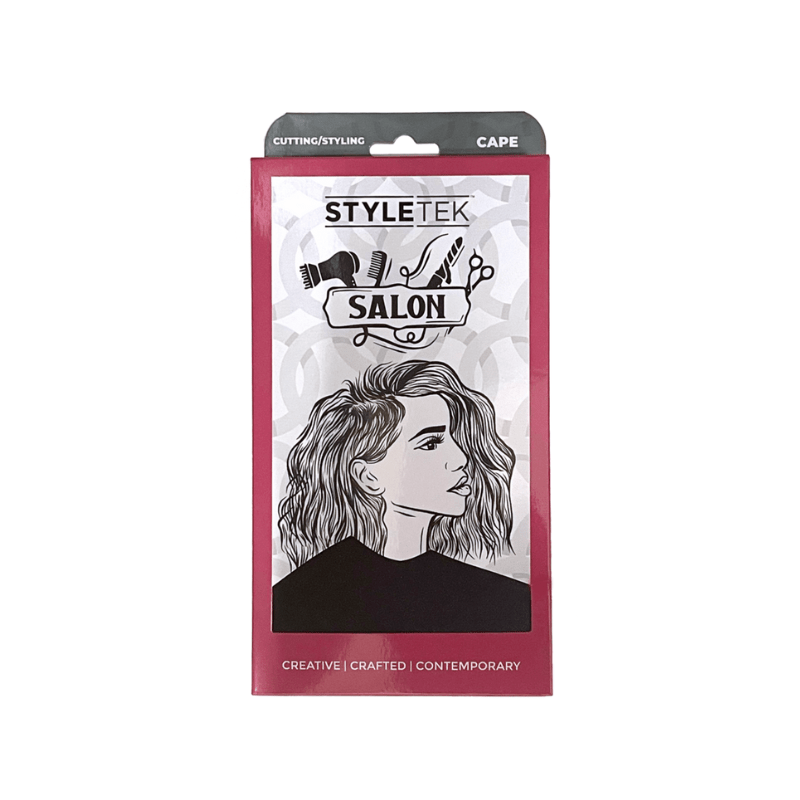 Styletek Solid Black Smooth Cutting Cape 45x60 | Available at Suri & Noreen Salon, Tequesta FL