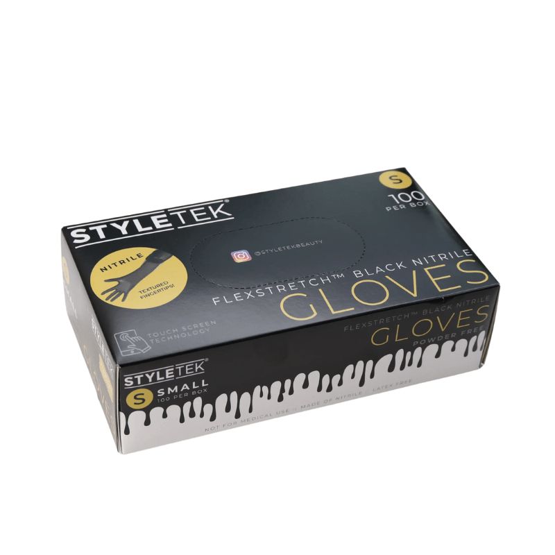 Styletek Black Nitrile Gloves 100pk | Available at Suri & Noreen Salon, Tequesta FL
