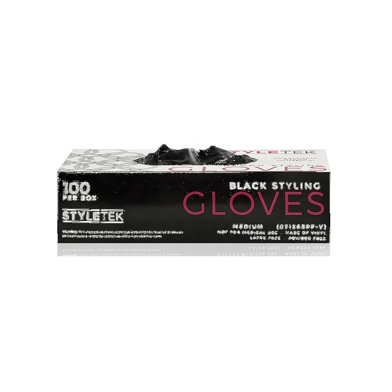 Styletek Black Powder Free Gloves 100ct | Available at Suri & Noreen Salon, Tequesta FL