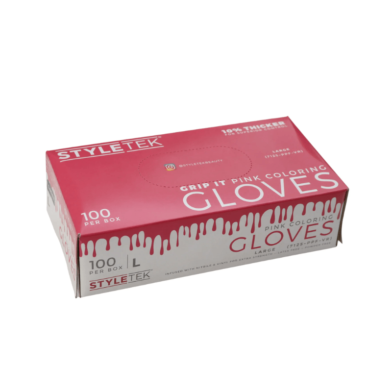 Styletek Pink Powder Free Gloves 100pk | Available at Suri & Noreen Salon, Tequesta FL