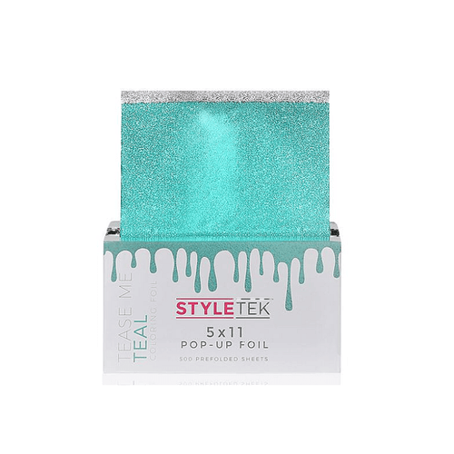 Styletek Tease Me Teal Embossed Pop-Up Foil 500ct 5x11 | Available at Suri & Noreen Salon, Tequesta FL