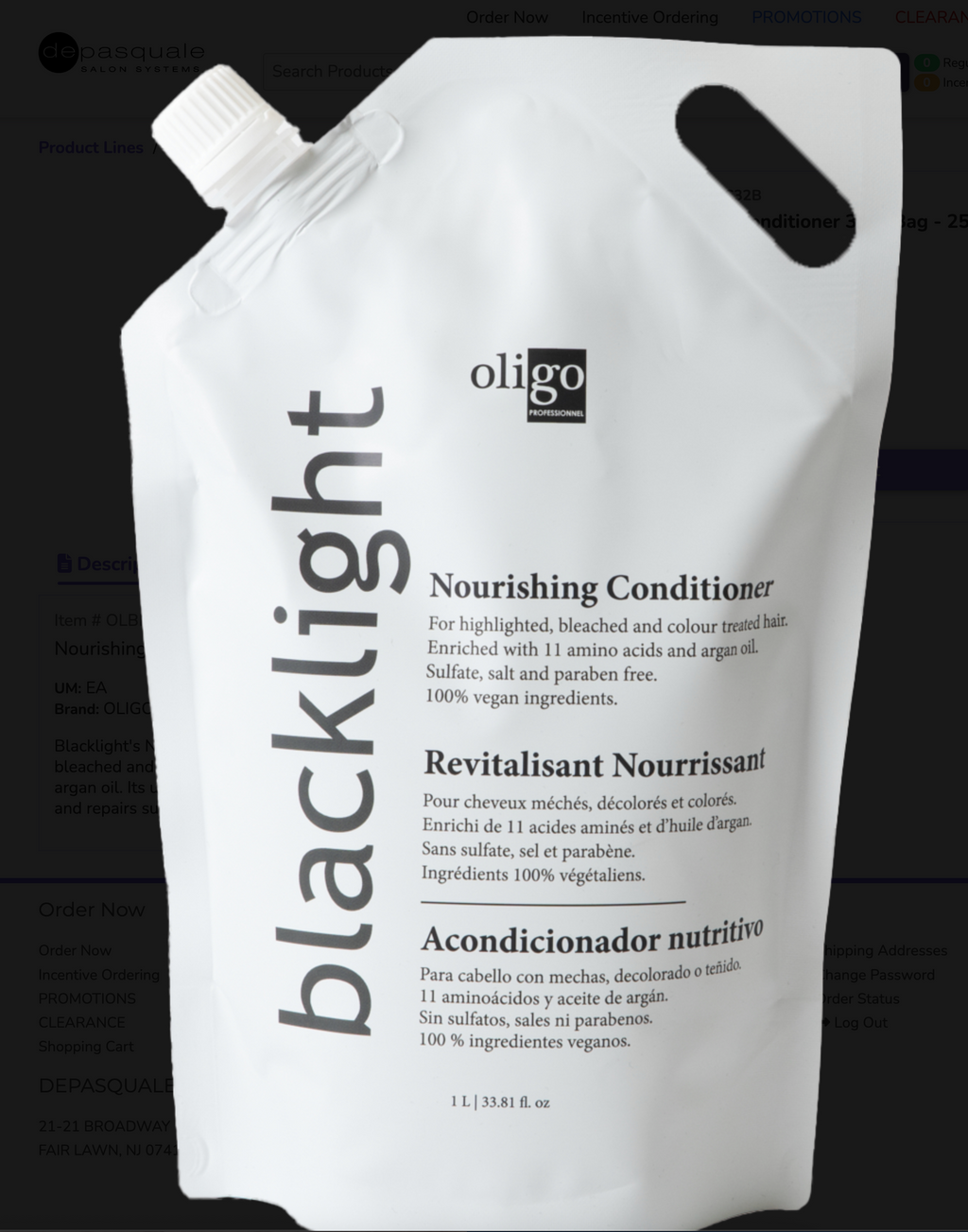 Oligo Blacklight Nourishing Conditioner 32oz Bag | Available at Suri & Noreen Salon, Tequesta FL