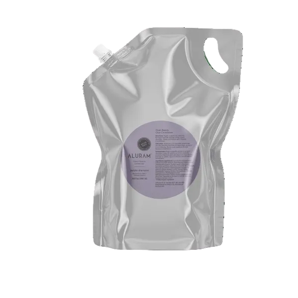 Aluram Purple Shampoo Pouch 100oz | Available at Suri & Noreen Salon, Tequesta FL